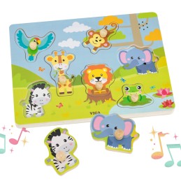 VIGA Puzzle Dźwiękowe Dopasuj Zwierzęta Egzotyczne