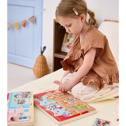 VIGA Drewniane Puzzle Dźwiękowe Układanka Zwierzęta Sensoryczna Montessori