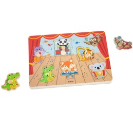 VIGA Drewniane Puzzle Dźwiękowe Układanka Zwierzęta Sensoryczna Montessori