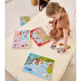 VIGA Drewniane Puzzle Dźwiękowe Układanka Zwierzęta Sensoryczna Montessori