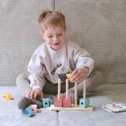 TOOKY TOY Krab Układanka Drewniana Stosy Klocki Bloki Pastelowy