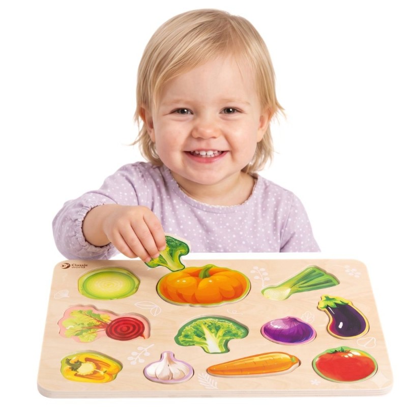 CLASSIC WORLD Drewniana Układanka Montessori Warzyw