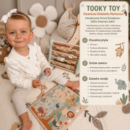 TOOKY TOY Drewniana Układanka Montessori Interaktywne Puzzle Dźwiękowe Dzikie Zwierzęta Safari