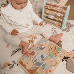 TOOKY TOY Drewniana Układanka Montessori Interaktywne Puzzle Dźwiękowe Dzikie Zwierzęta Safari