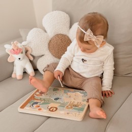 TOOKY TOY Drewniana Układanka Montessori Interaktywne Puzzle Dźwiękowe Dzikie Zwierzęta Safari
