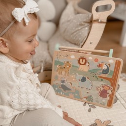 TOOKY TOY Drewniana Układanka Montessori Interaktywne Puzzle Dźwiękowe Dzikie Zwierzęta Safari