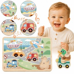 TOOKY TOY Drewniane Interaktywne Puzzle Pojazdy