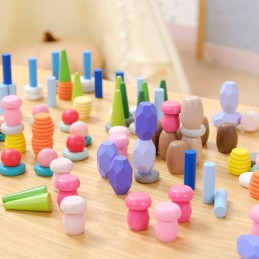 VIGA Klocki Drewniane Edukacyjne Układanka Montesori Sorter 141el.