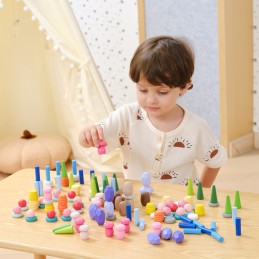 VIGA Klocki Drewniane Edukacyjne Układanka Montesori Sorter 141el.
