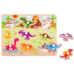 TOOKY TOY Drewniane Puzzle Montessori Układanka Dinozaury Kształty