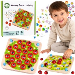 WOOPIE GREEN Memory Drewniana Gra Pamięciowa Edukacyjna Układanka Biedronka