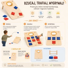 Viga Gra Zręcznościowa 2w1 Kółko i Krzyżyk + Cornhole - Rzut Do celu