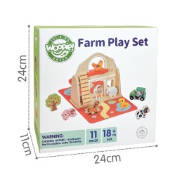 WOOPIE GREEN Drewniana Składana Farma w Walizce ze Zwierzątkami 11el.