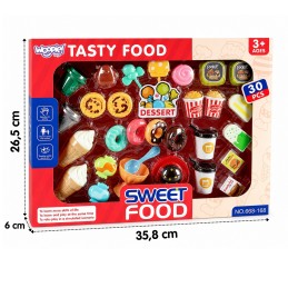 WOOPIE Zestaw Słodyczy Desery Lody do Zabawy w Kawiarnię Sklep 30el