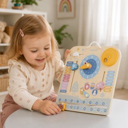 VIGA PolarB Drewniany Kalendarz i Zegar Montessori