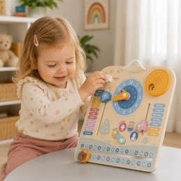 VIGA PolarB Drewniany Kalendarz i Zegar Montessori
