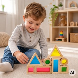 TOOKY TOY Drewniane Kolorowe Klocki Lustra Zestaw 8 el. FSC
