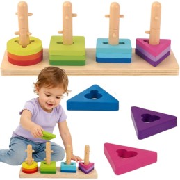 TOOKY TOY Sorter Kształtów z Kolorowymi Blokami Montessori