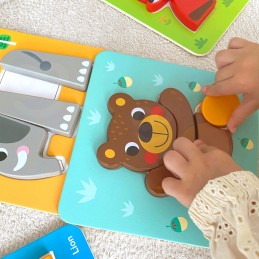 WOOPIE GREEN Układanka Drewniana Klocki Zwierzątka Montessori FSC 34el.