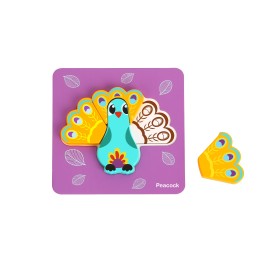 WOOPIE GREEN Układanka Drewniana Klocki Zwierzątka Montessori FSC 34el.