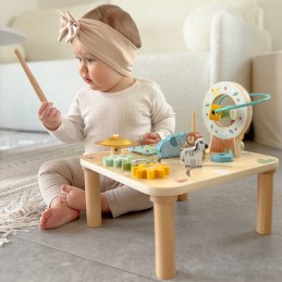 WOOPIE GREEN Drewniany Stolik Edukacyjny Muzyczny Labirynt Sensoryczny 5W1
