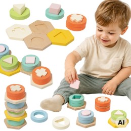 CLASSIC WORLD Sorter Montessori Kształtów i Kolorów Układanka Wieża