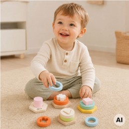 CLASSIC WORLD Sorter Montessori Kształtów i Kolorów Układanka Wieża