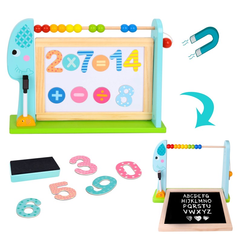 TOOKY TOY Duża Drewniana Tablica Dwustronna Magnetyczna+ Kredowa