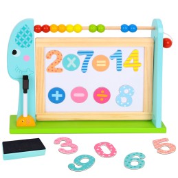 TOOKY TOY Duża Drewniana Tablica Dwustronna Magnetyczna+ Kredowa
