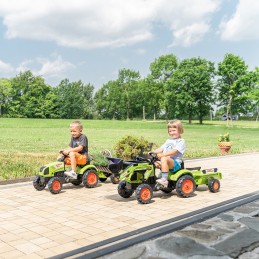 Falk Traktor na Pedały Claas z Przyczepą i Łyżką Zielony dla Dzieci 2-5