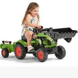 Falk Traktor na Pedały Claas z Przyczepą i Łyżką Zielony dla Dzieci 2-5
