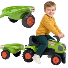 FALK Traktorek Baby Claas Axos 310 Zielony z Przyczepką od 1 roku