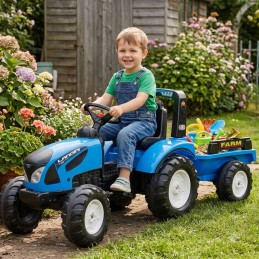 FALK Traktor Landini Niebieski na Pedały z Przyczepką od 3-7 lat