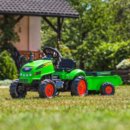 FALK Traktorek X Tractor Zielony z Przyczepką Klakson 2-5 Lat