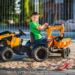 FALK Traktor Case IH Backhoe Pomarańczowy z Przyczepką Ruchoma Łyżka od 3-7 Lat