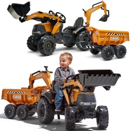 FALK Traktor Case IH Backhoe Pomarańczowy z Przyczepką Ruchoma Łyżka od 3-7 Lat
