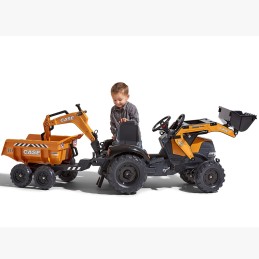 FALK Traktor Case IH Backhoe Pomarańczowy z Przyczepką Ruchoma Łyżka od 3-7 Lat