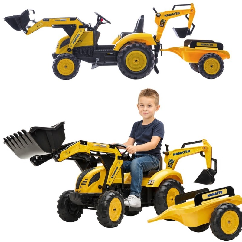 FALK Traktor na Pedały Komatsu Koparko-Ładowarka z Przyczepą 3-7 lat
