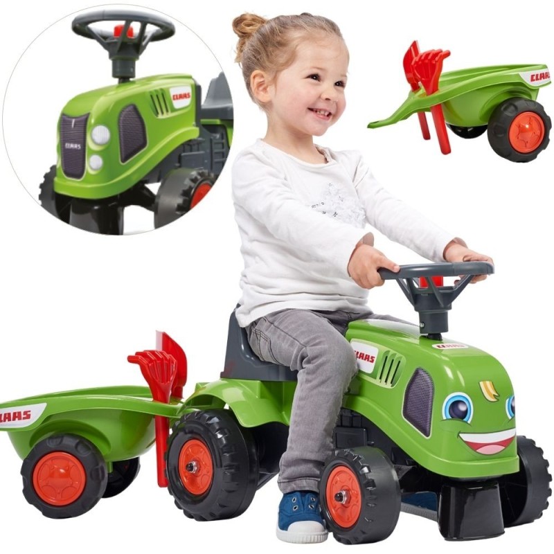 FALK Traktorek Baby Claas Zielony z Przyczepką + akc. od 1-3 lat