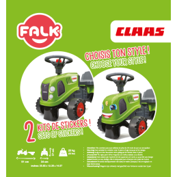FALK Traktorek Baby Claas Zielony z Przyczepką + akc. od 1-3 lat