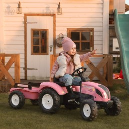 FALK Traktor Country Star Różowy na Pedały + Przyczepka i Klakson 2-5Lat.