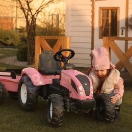 FALK Traktor Country Star Różowy na Pedały + Przyczepka i Klakson 2-5Lat.