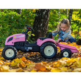 FALK Traktor Country Star Różowy na Pedały + Przyczepka i Klakson 2-5Lat.