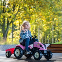 FALK Traktor Country Star Różowy na Pedały + Przyczepka i Klakson 2-5Lat.