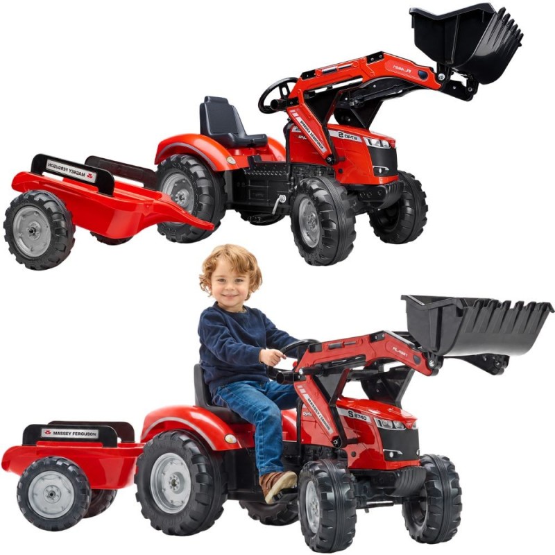 FALK Traktor na Pedały Massey Ferguson 8740S z Łyżką i Przyczepą 3-7 lat