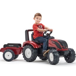 FALK Traktor na Pedały Valtra S4 Bordowy z Przyczepą 3-7 lat
