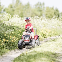 FALK Traktor na Pedały Valtra S4 Bordowy z Przyczepą 3-7 lat