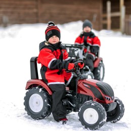 FALK Traktor na Pedały Valtra S4 Bordowy z Przyczepą 3-7 lat