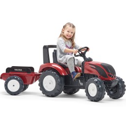 FALK Traktor na Pedały Valtra S4 Bordowy z Przyczepą 3-7 lat