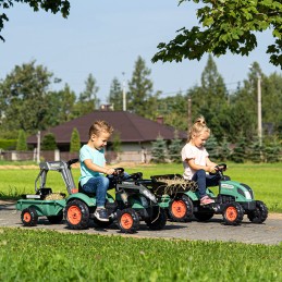 Falk Traktorek Na Pedały z Przyczepą Ładowarką i Koparką Duży Zestaw
